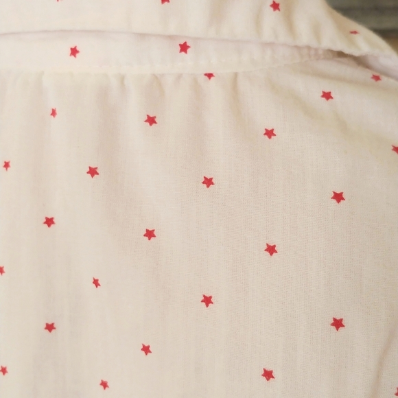 Summer Top Short Sleeves White Red Stars Collar - Picture 4 of 9